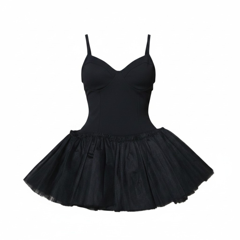 Free People Movement Black Ballerina Let's Talk Tutu Mini Dress Small